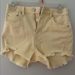 Love Tree Yellow Jean Shorts Frayed Hem